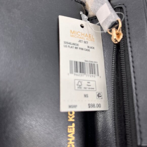Michael Kors Jet Set Black Nylon Wristlet Phone Case Multifunction Wallet Large - Picture 11 of 13